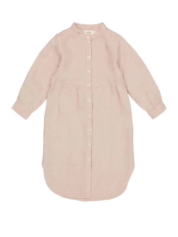 Girl's Dosa Linen Shirt Dress In Pale Rose