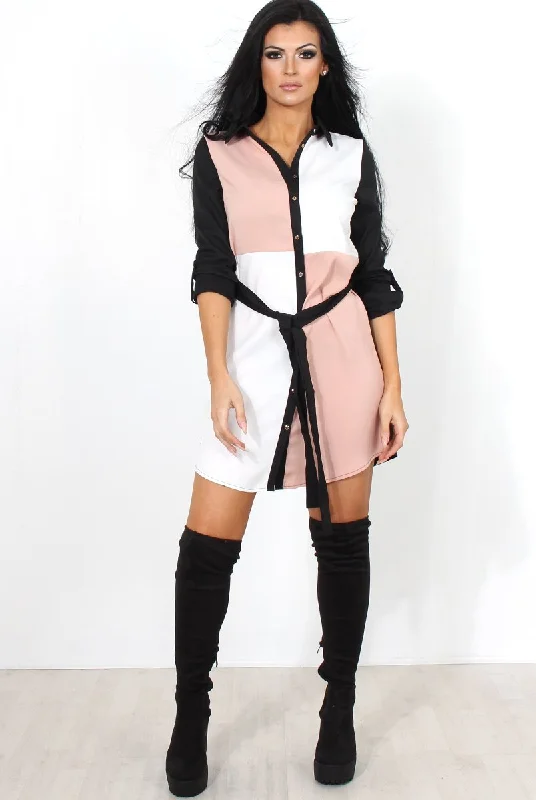 Harper Pink Panel Shirt Dress