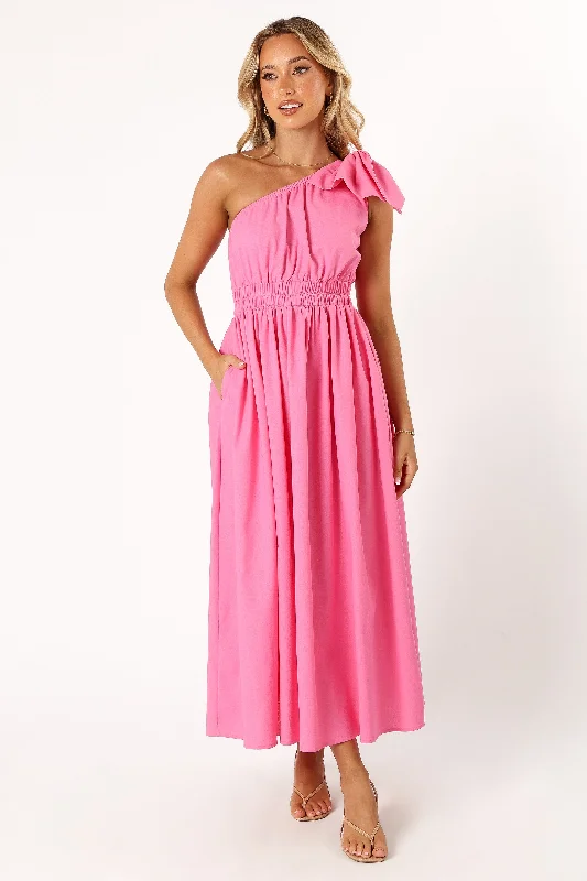 Kailey One Shoulder Maxi Dress - Hot Pink