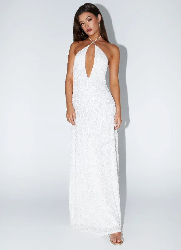 Latanya Sequin Maxi Dress - White