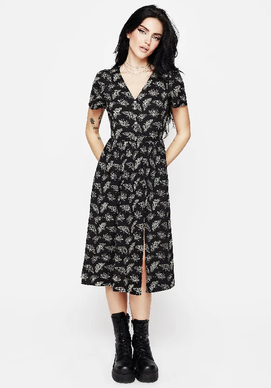 Mortmoth Short Sleeve Midi Dress