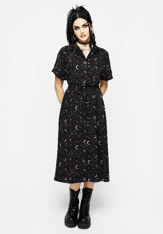 Sickle Moon Midi Shirt Dress