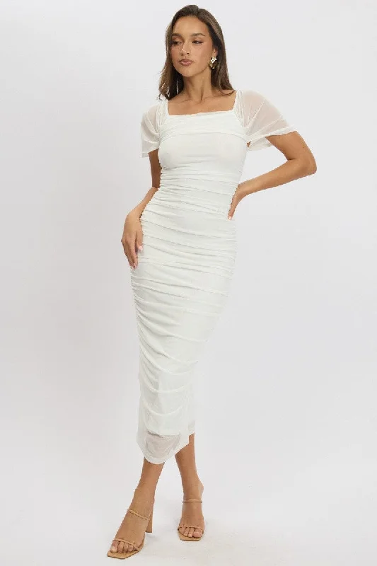 White Bodycon Dress Mesh