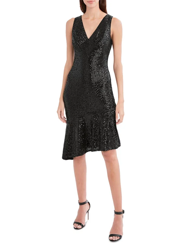 Womens Sequined Sleeveless Cocktail and Party Dress