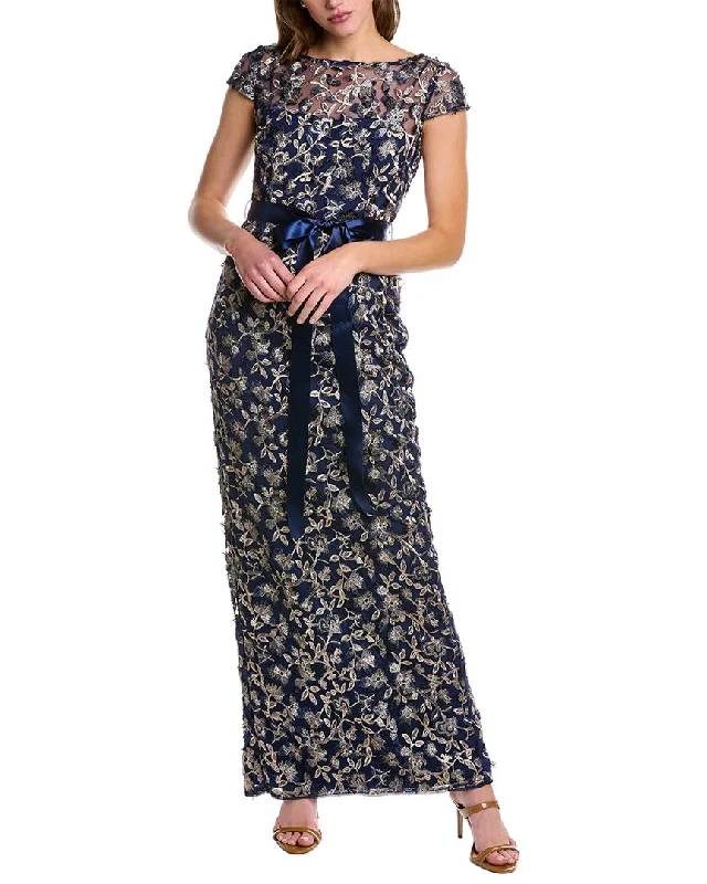 How to incorporate different textures into your prom dress-Adrianna Papell Embroidered Gown