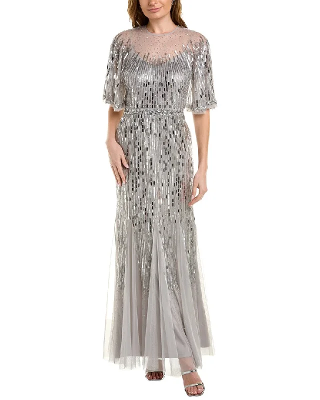 How to pick a prom dress based on your height-Aidan Mattox Beaded Cape Gown