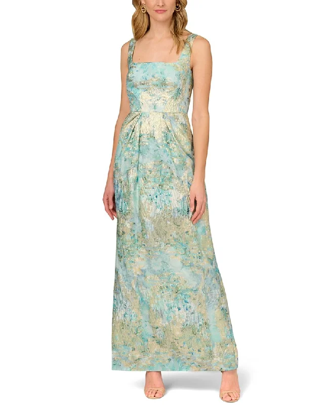 What colors are trending for prom dresses this year-Aidan Mattox Printed Jacquard Gown