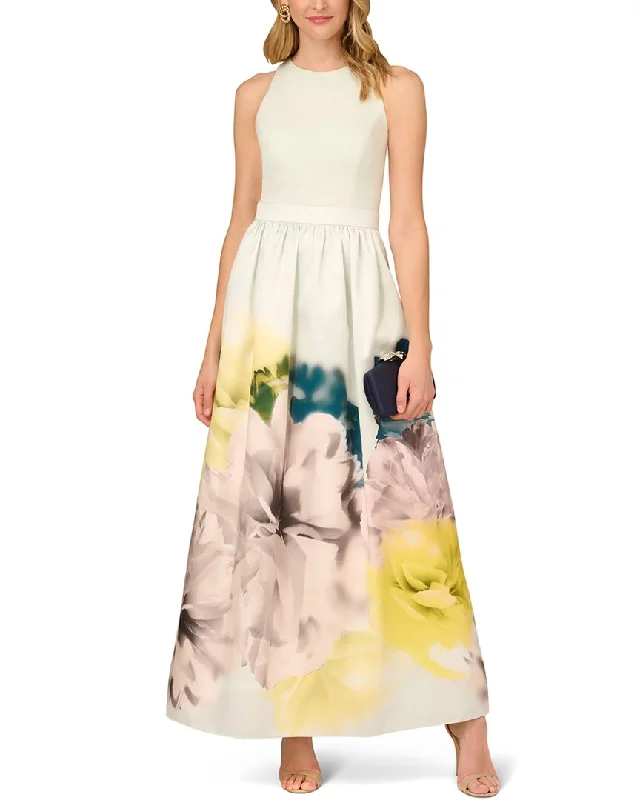 Full-skirt prom dresses for a voluminous look-Aidan Mattox Printed Twill Ballgown