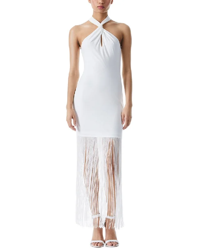 Prom dresses with low back for a sexy touch-alice + olivia Steph Twist Fringe Dress