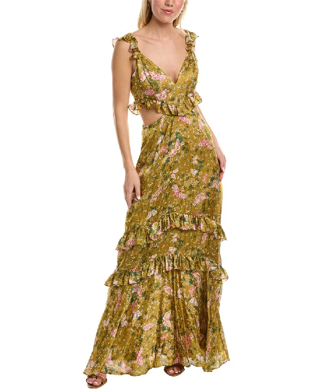 Prom dresses with cape details for a dramatic look-AMUR Magnolia Silk Gown