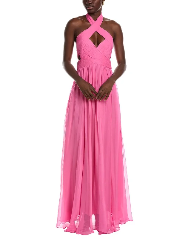 Classic red prom dresses for a bold look-AMUR Paula Crisscross Halter Gown