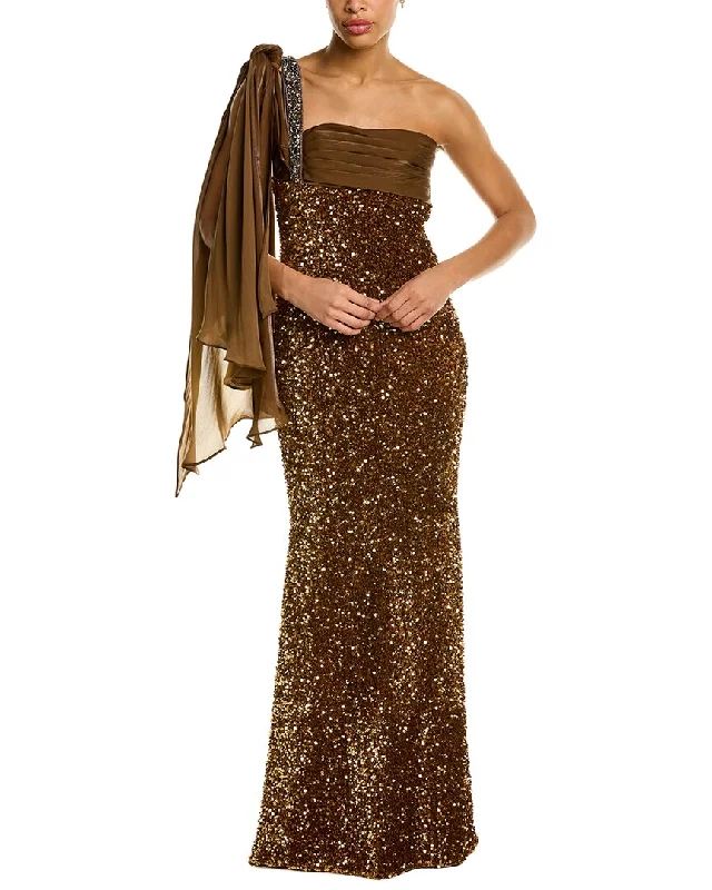 What are the best prom dresses for hourglass figures-Badgley Mischka Drape Across Gown