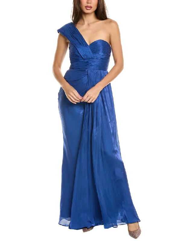 Best prom dresses for tall girls-Badgley Mischka Draped One-Shoulder Gown
