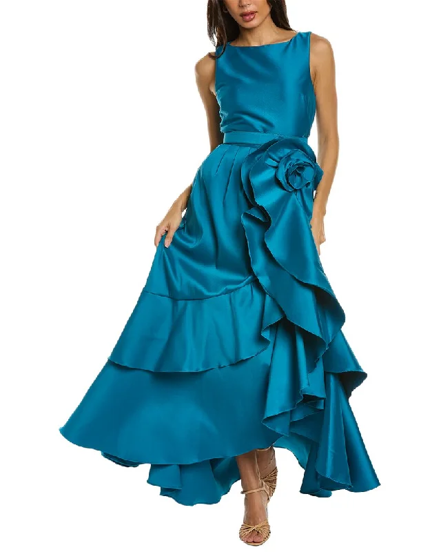 How to pick a prom dress that suits your personality-Badgley Mischka Rosette Ruffle Gown How to pick a prom dress that suits your personality-Badgley Mischka Rosette Ruffle Gown