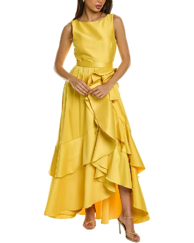 How to style your prom dress with a jacket-Badgley Mischka Rosette Ruffle Gown