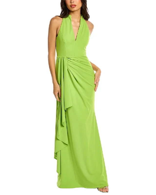 Prom dresses with short sleeves for warmer weather-Badgley Mischka Side Drape Gown