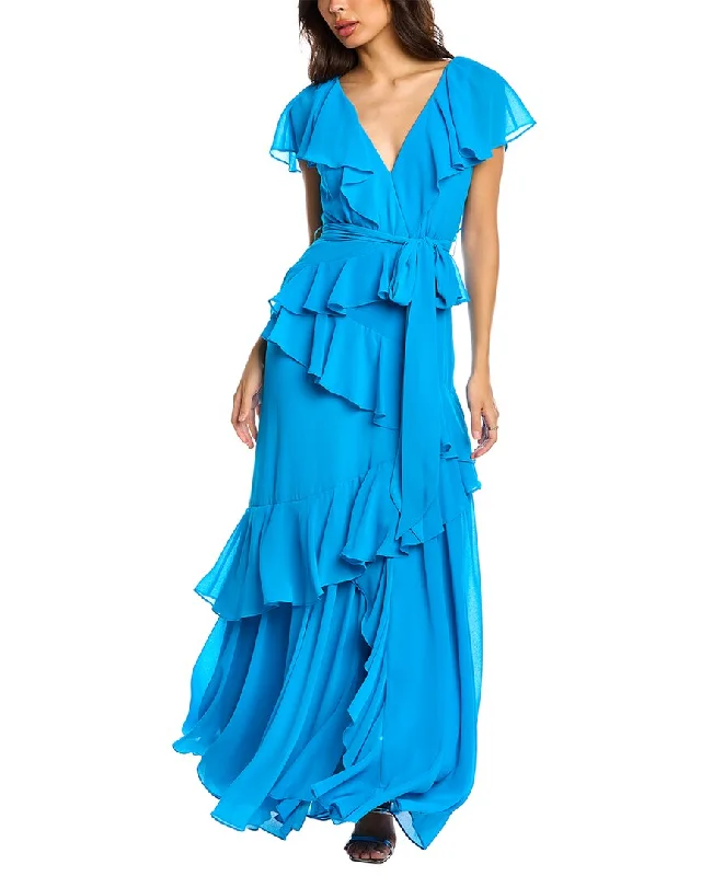 Affordable prom dresses under $100-Badgley Mischka Tiered Ruffle Gown