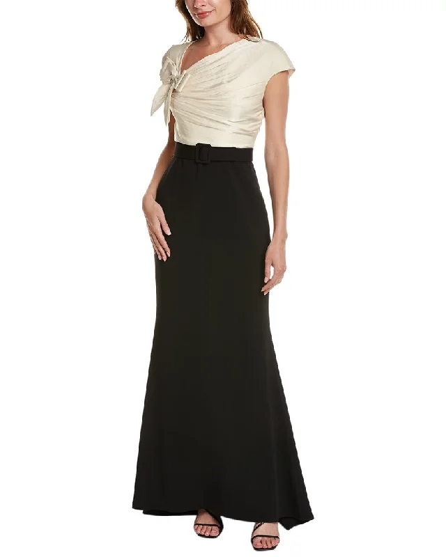Prom dresses with short sleeves for warmer weather-Badgley Mischka Two-Tone Gown