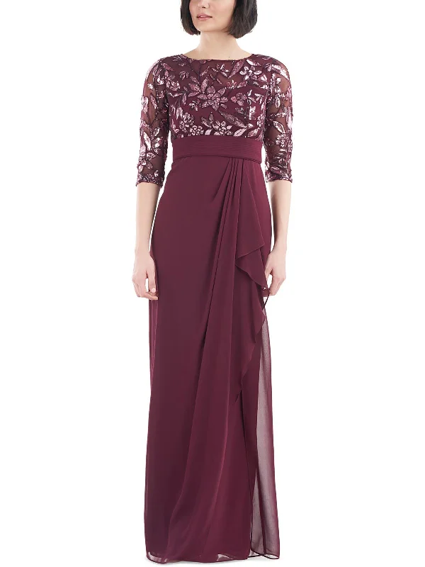 Green prom dresses for a unique appearance-Brinley Womens Sequined Long Evening Dress Green prom dresses for a unique appearance-Brinley Womens Sequined Long Evening Dress