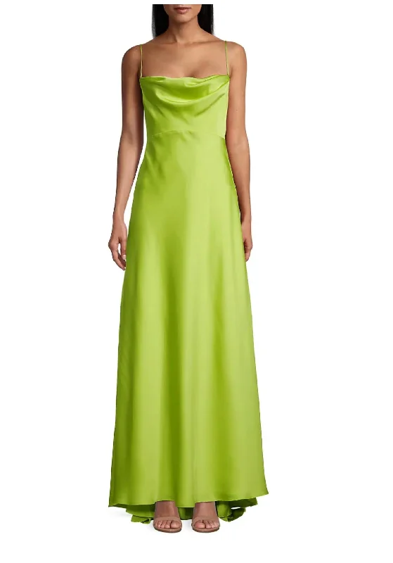 How to pick a prom dress for your personality-Emerie Satin Strappy Gown In Charmeuse Green How to pick a prom dress for your personality-Emerie Satin Strappy Gown In Charmeuse Green