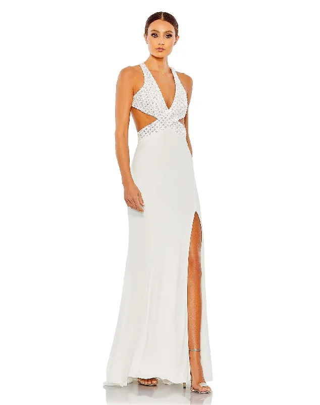 Where to find prom dresses with free alterations-Floral Sequined Criss Cross Bodice Gown Where to find prom dresses with free alterations-Floral Sequined Criss Cross Bodice Gown