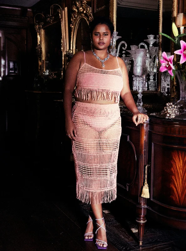 How to pick the right neckline for your prom dress-Gabriella Pink Crochet Co-Ord Set