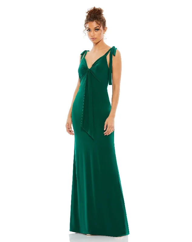 How to make sure your prom dress fits perfectly-Jersey Low Back Bow Shoulder Gown