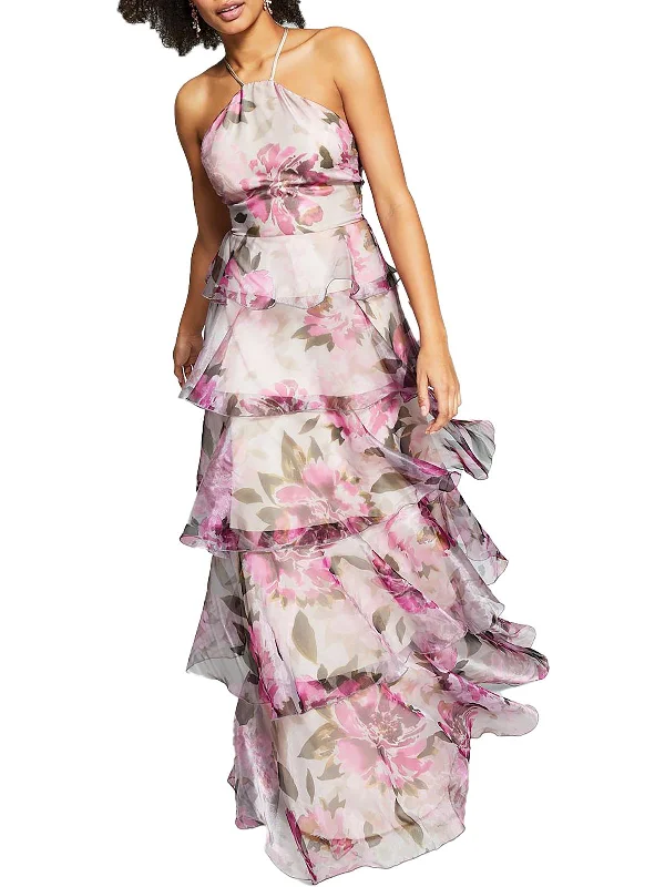 Prom dresses for tall women with curves-Juniors Womens Floral-Print Maxi Evening Dress Prom dresses for tall women with curves-Juniors Womens Floral-Print Maxi Evening Dress