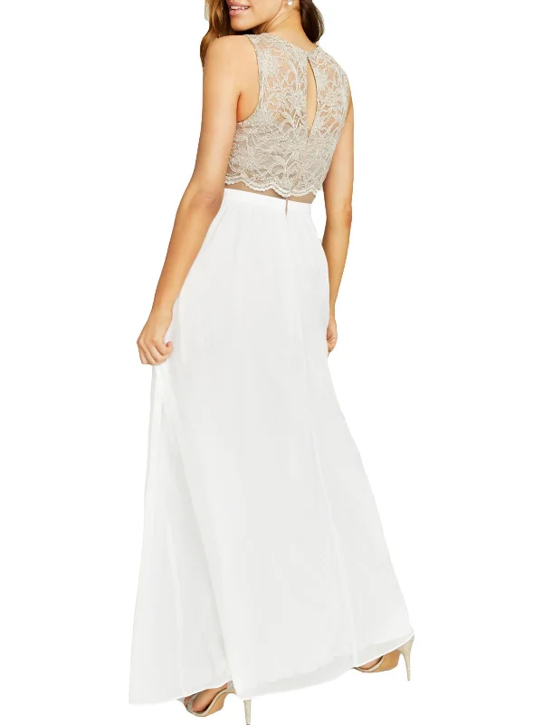 Prom dresses for every budget-Juniors Womens Lace Popover Formal Dress