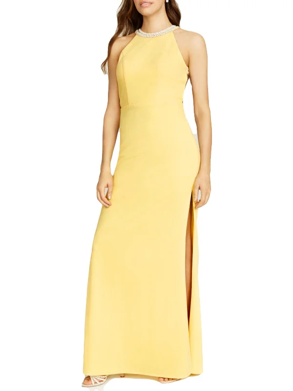 Best prom dresses for tall girls-Juniors Womens Open Back Maxi Evening Dress