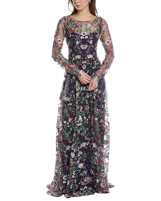 How to choose a prom dress for a winter formal-Marchesa Notte Embroidery On Tulle Gown How to choose a prom dress for a winter formal-Marchesa Notte Embroidery On Tulle Gown