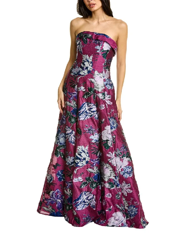 Strapless prom dresses for a chic look-Marchesa Notte Floral Fil-Coupé Gown