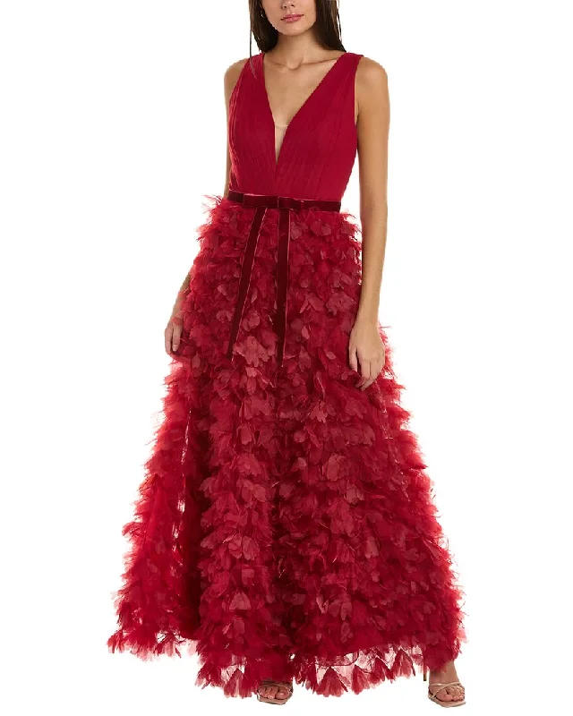 How to layer a cardigan over a prom dress-Marchesa Notte Petal Gown