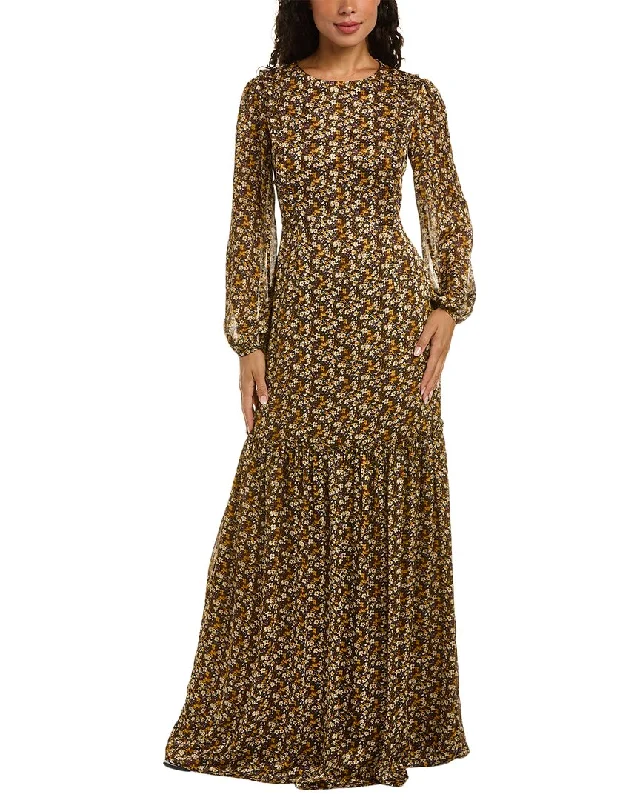 Plus-size prom dresses with flattering cuts-Mikael Aghal Floral Gown