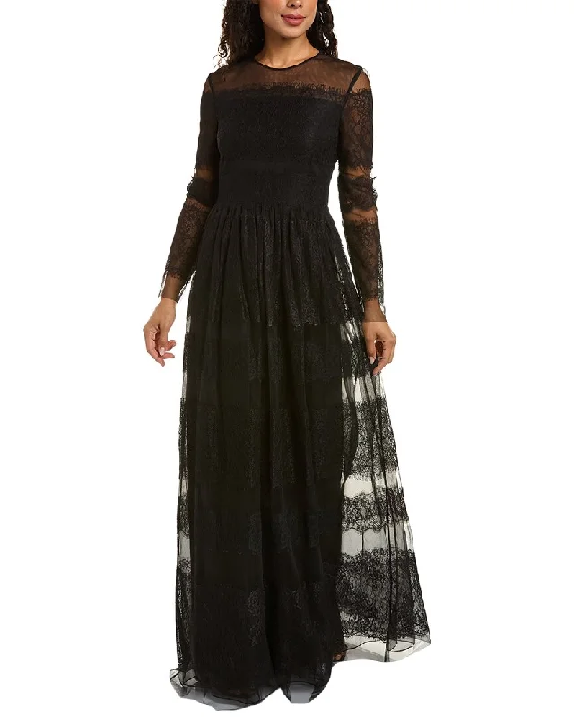 Sheer prom dresses for a fashion-forward style-Mikael Aghal Lace Gown