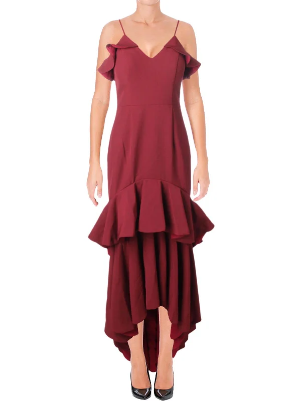 Where to find prom dresses with unique styles-Mina Womens Ruffled Hi-Low Evening Dress Where to find prom dresses with unique styles-Mina Womens Ruffled Hi-Low Evening Dress