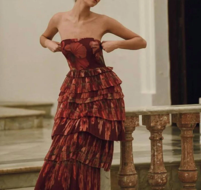 Sheer prom dresses for a fashion-forward style-Nalina Gown In Red