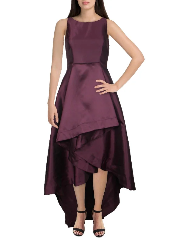 Simple prom dresses for a minimalist style-Petites Mikado Womens Hi-Low Sleeveless Evening Dress Simple prom dresses for a minimalist style-Petites Mikado Womens Hi-Low Sleeveless Evening Dress