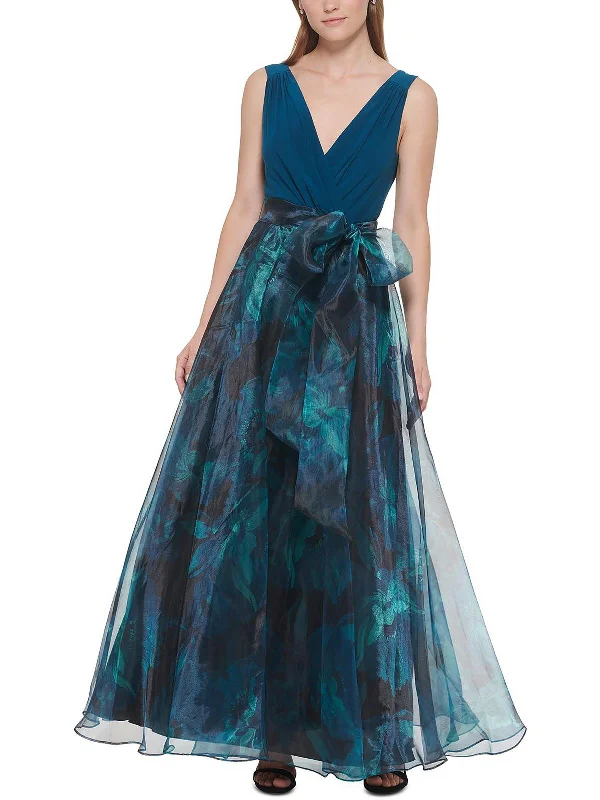 Affordable prom dresses under $100-Petites   Womens Printed Maxi Evening Dress