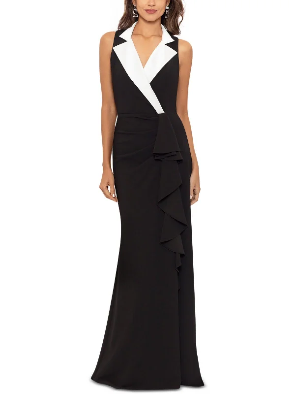 What to wear under your prom dress-Petites Womens Satin Trim Tuxedo Evening Dress