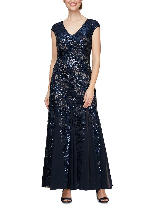 Best prom dresses for the upcoming season-Petites Womens Sequined Maxi Evening Dress