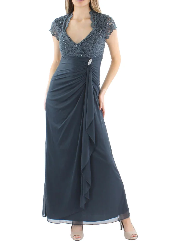 How to make your prom dress look expensive-Petites Womens Sequined Ruched Evening Dress How to make your prom dress look expensive-Petites Womens Sequined Ruched Evening Dress