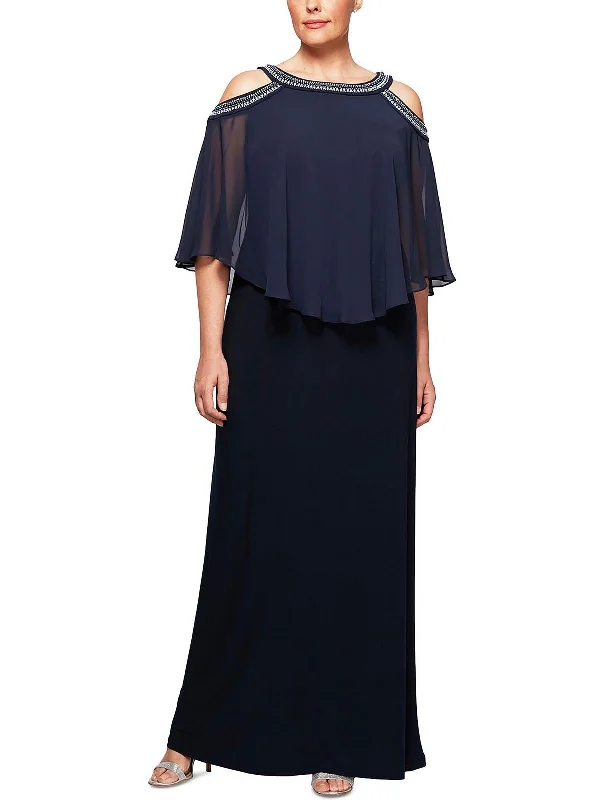 Prom dress trends to follow this season-Plus Womens Embellished Maxi Evening Dress