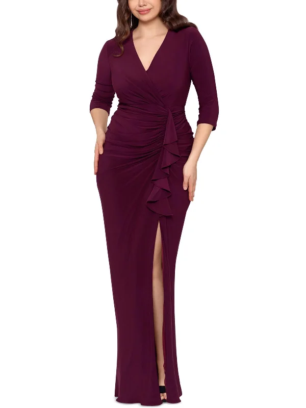 Should you buy your prom dress early-Plus Womens Gathered Maxi Evening Dress