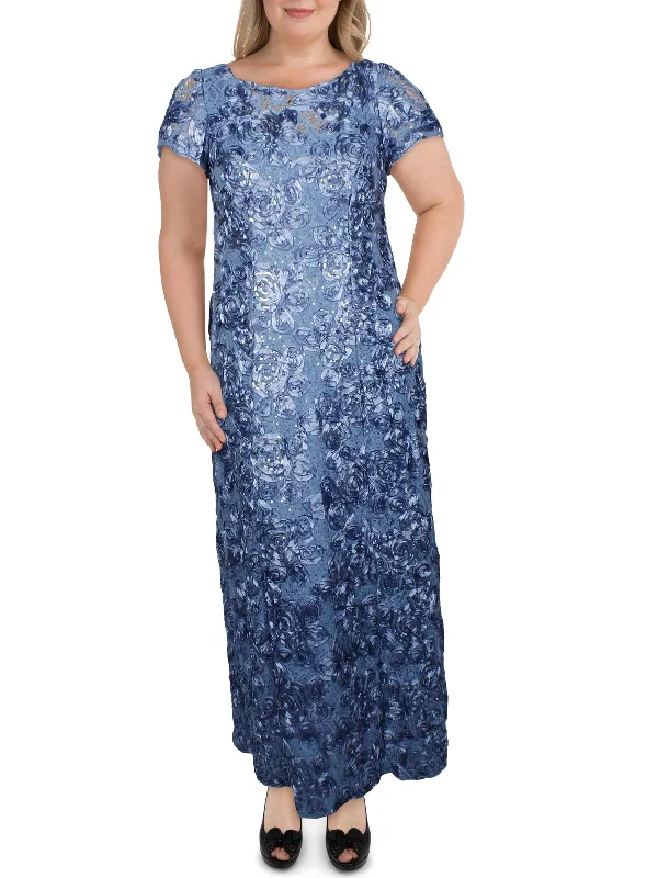 Where to find prom dresses with free alterations-Plus Womens Sequined Rosette Formal Dress Where to find prom dresses with free alterations-Plus Womens Sequined Rosette Formal Dress