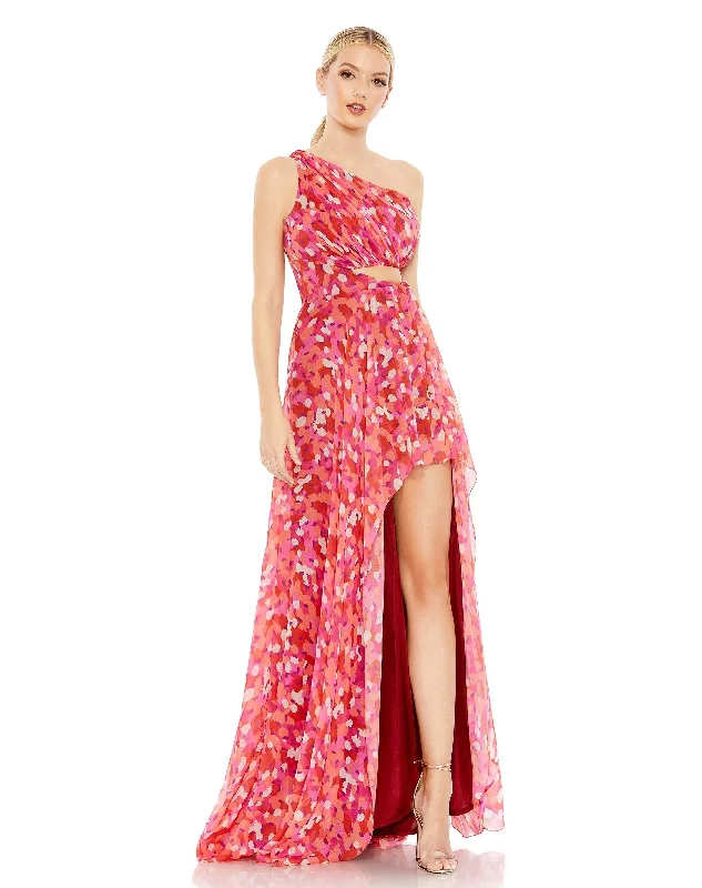 Choosing the right shoes to match your prom dress-Printed One Shoulder Cut Out Hi-Lo Gown Choosing the right shoes to match your prom dress-Printed One Shoulder Cut Out Hi-Lo Gown