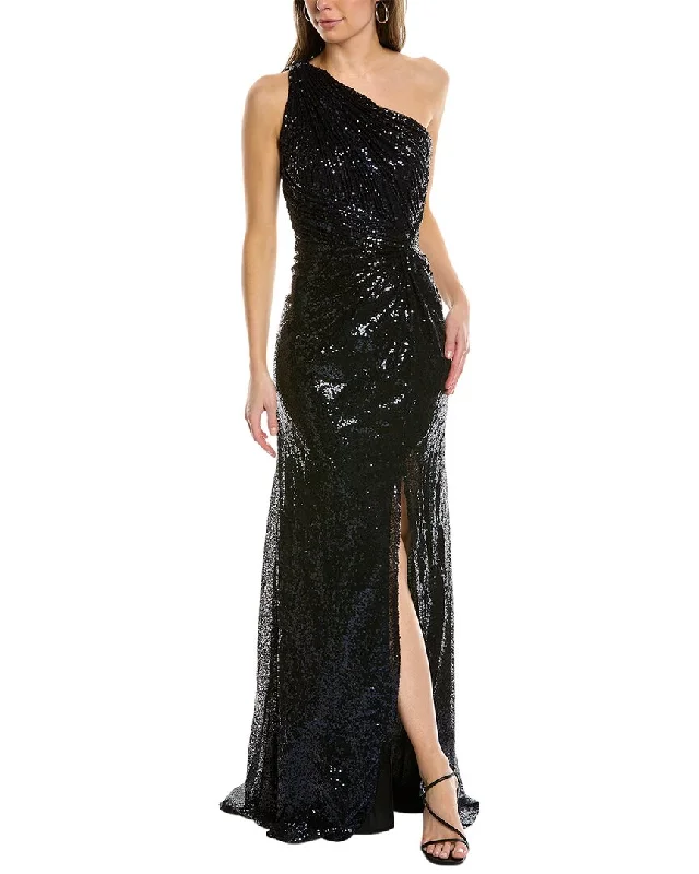 Top prom dress designers for 2025-Rene by Rene Ruiz Collection One-Shoulder Sequin Gown
