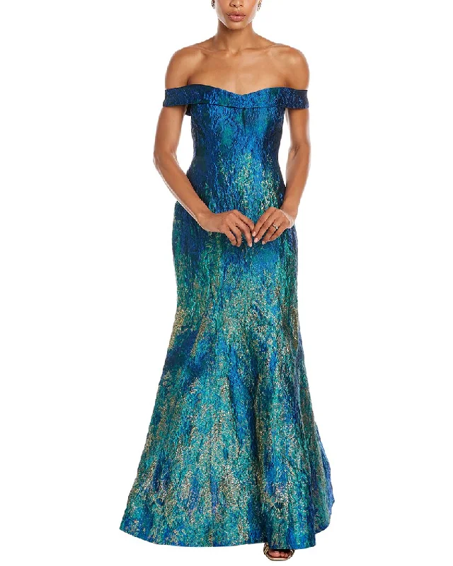 Strapless prom dresses for a chic look-Rene Ruiz Brocade Gown