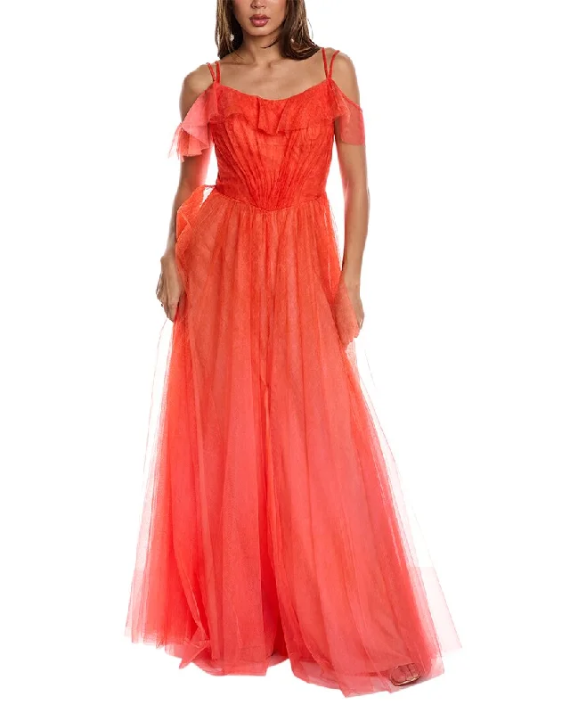 Elegant gold prom dresses for a sophisticated look-Rene Ruiz Tulle Gown