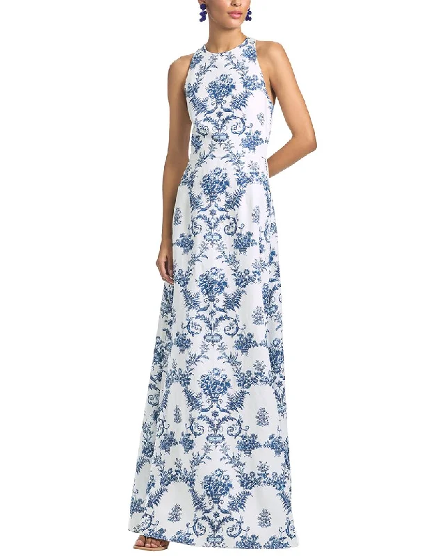 A-line vs. mermaid prom dresses for your body shape-Sachin & Babi Jordan Linen-Blend Gown